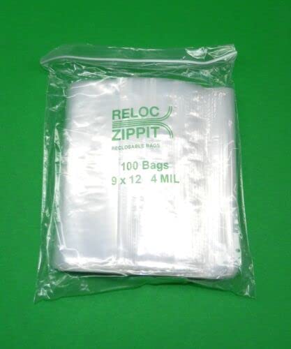 Reloc Zippit Beutel, 22,9 x 30,5 cm, transparent, 4 mm, wiederverschließbar, dick, strapazierfähig, mit Reißverschluss, 100 Stück JTS