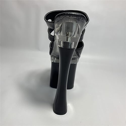 Talons Hauts 20cm Femmes Mules Noires à Plateforme