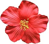 Pinza para el pelo de flores hawaianas rojas para mujeres y niñas, accesorio para el cabello de flores bohemias para bailarinas, novias, bodas, playa, fiestas, accesorios para el cabello (8 cm)