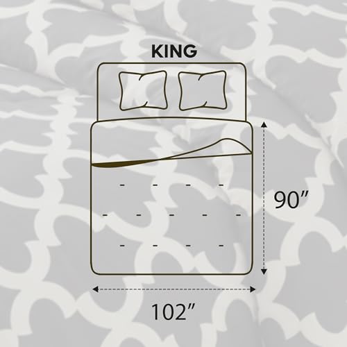 Image of Utopia Bedding 3 Pc King Comforter Set, Printed Comforter, Grey | Comforter Set Includes Comforter (90x102) Inches, 2 Shams (20x36) Inches. Soft Microfiber Down Alternative, Machine Washable.
