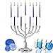 The Dreidel Company Deluxe Tapered Hanukkah Menorah Candles, Half and Half Navy Blue and White, 45 Candles for All 8 Nights of Chanukah 1-Hour Burn Time, Menorah not Included