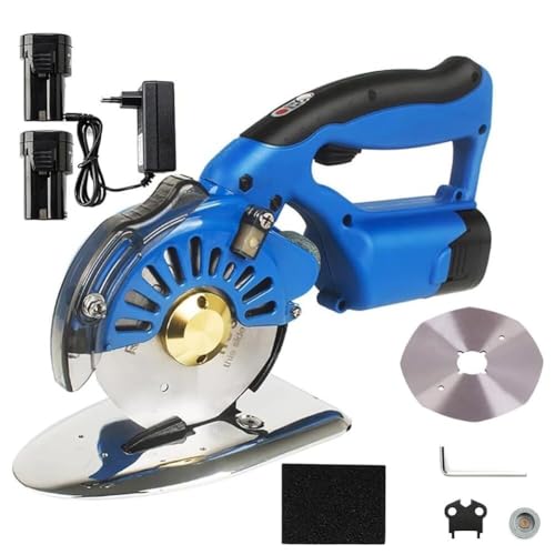 Cordless Electric Fabric Cutter with 2 Rechargeable Batteries, 5 Speed Settings, 100/110/125mm Rotary Blades - Precision Cutting Scissors for Quilting, Sewing & Crafting