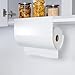 Dogorow Paper Towel Holder - Under Cabinet, No-Drill Self-Adhesive Hanging Rack, Easy Tear, Space-Saving Sleek Metal Kitchen Roll Dispenser, Wall-Mount Look, Kitchen Storage & Organization - White
