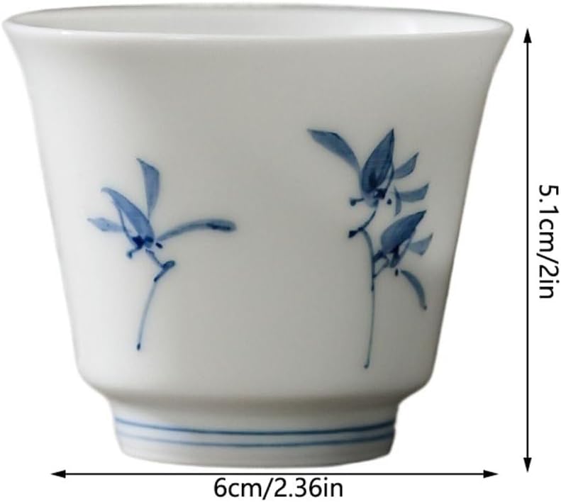 GSOUL Kungfu Tea cup Hand-painted Phalaenopsis Teacup Ceramic Host Cup Home Drinking Personal Kung Fu Tea Set Small Tea Cups