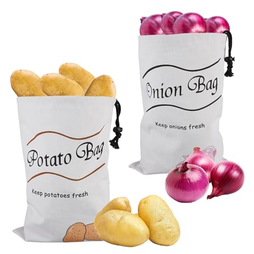 2 Pezzi Sacchetto Pane, Sacchetti Pane Riutilizzabili Salvafreschezza, Sacchetti Lino per Panes, Sacchetto Portapane Lino, Frutta e Verdura