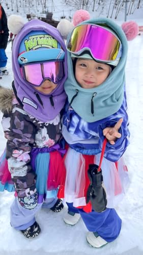 Image of MDXONE Kids Ski Balaclava Pompoms | Soft Fluffy 2 inch Attachments Winter Balaclavas Cute Snowboard Accessories
