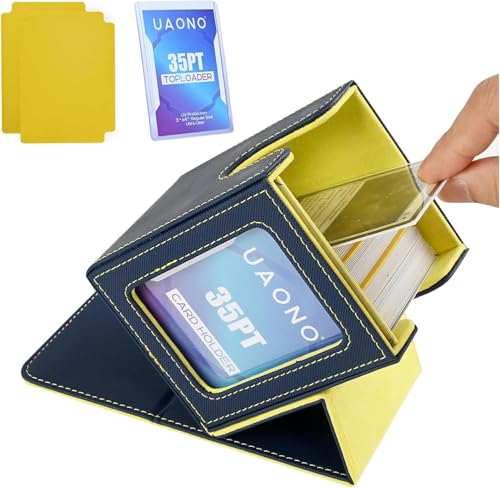 UAONO MTG-Kartenaufbewahrungsbox für 7 kleine Commander-Deckboxen mit Würfelbox, große Kartendeckhülle für TCG Magic Sports-Spielkarten (Blau&Gelb)