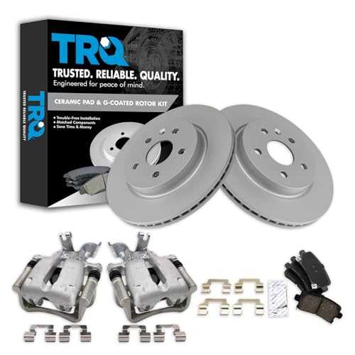 Image of TRQ Rear Brake Pad and Rotor Set Ceramic Vented Rotors Calipers | For 2014-2015 Chevrolet Malibu 2016 Malibu Limited