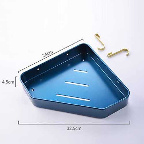 Cesta de ducha con gancho espacio de aluminio montado en la pared azul 5