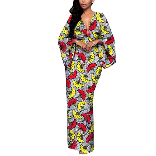 Vestido Estampado Africano Mujer Vestido Ankara Falda Larga De Verano(Style 2,M)