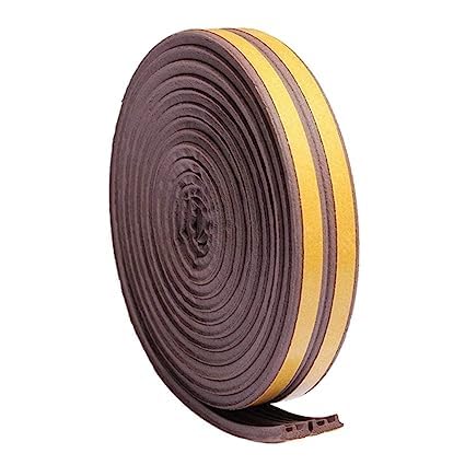 DIYASHI 5Miter Brown, E-9x4mm E-Types Door Window Rubber Seal Weather Strip Sound Proof Sealing Foam Sticky Tape Draught Excluder