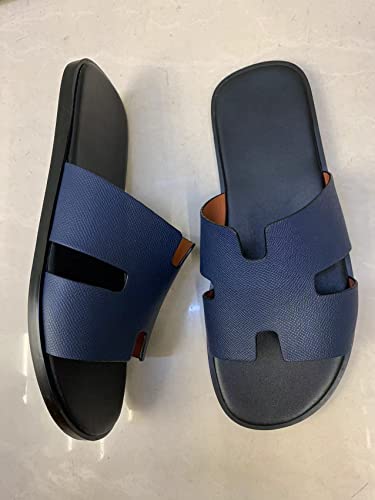 Mengchengying Mens Casual Comfortable Lightweight Fashion Genuine Leather Slip Slide Indoor and Outdoor Open Sandal Anti Slip Cushion Support3