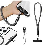 [Jazolmky] 2025年革新版 3in1 スマホストラップ スマホストラップ 手首 ハンドストラップ 携帯ストラップ 長さ32cm調整可能 幅7mm 落下防止 紛失防止 ストラップホルダー リストストラップ 充電影響なし 全機種対応 ミニロープ ストラップホルダー付き (ダークグレー)