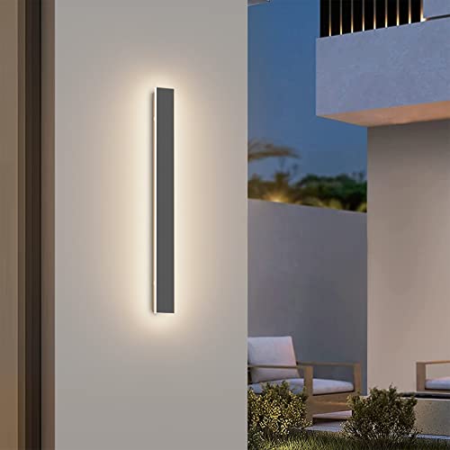 K-Bright Applique Murale Extérieure, 20W Longue Applique Villa Applique Murale Imperméable IP65 Pour Jardins, Terrasses, Chambres, Applique Murale D'intérieur De Salon 4000K (Gris foncé, 60CM) Cover
