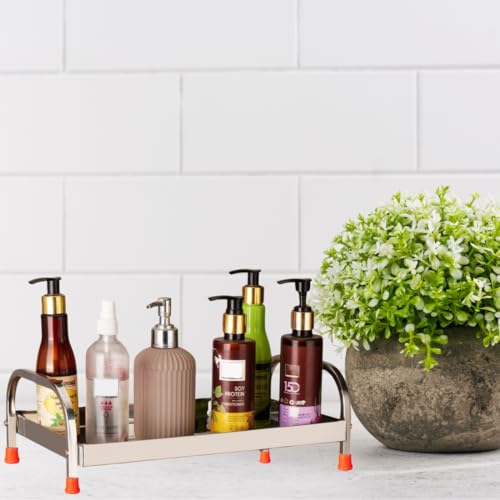 Image of STAINLESS STEEL 1-Tier Countertop Multipurpose Organizer|Tiered Shelf Storage Rack, Counter Top Organiser Storage Shelf For Home Kitchen And Bathroom