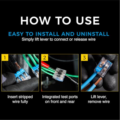 Image of Ideal Electrical in-Sure Lever Wire Connector,12 AWG, 2-Port (30-01L22), Bag of 10-Compact Releasable Connectors for Solid and Stranded Wires