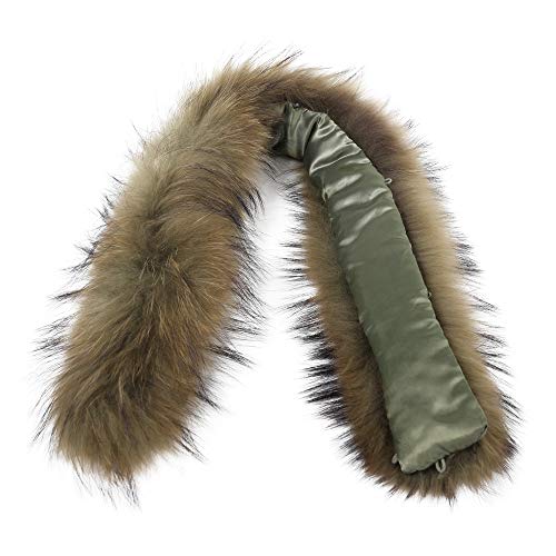 Fur Trim for Hood Replacement Fox Fur Hood Trim For Winter Coat Detachable Women Men(Green)