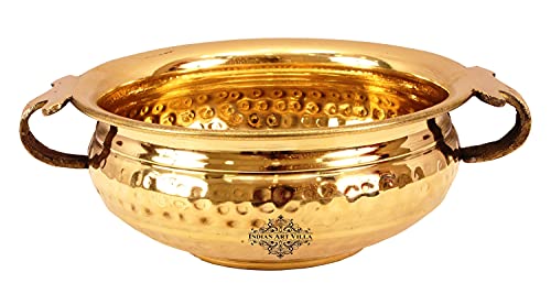 INDIAN ART VILLA Pure Brass Hammered Design Urli Decorative Bowl,...