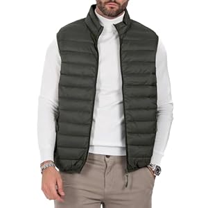 Men’s Puffer Vest Zipper Sleeveless Jacket Winter Outerwear Windproof Lightweight Warm Down Vests with Pockets