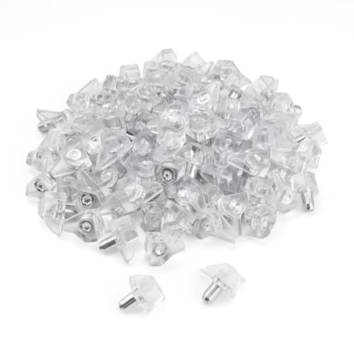 Soporte Baldas Armario, HASLED 100 Piezas Transparente Soporte para Balda, 5mm Soporte Balda, Adecuado para Armarios, Zapateros, Estantes, Soportes Para Estantes