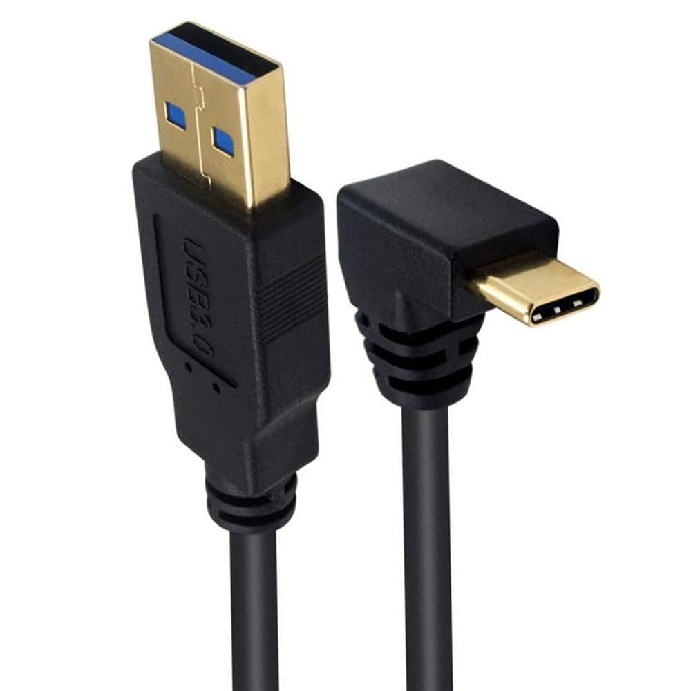 Câble USB C mâle vers USB 3.0 mâle (1 m), câble coudé à 90 degrés vers le haut et vers le bas de type C vers type A, prend en charge la synchronisation des données et charge rapide pour