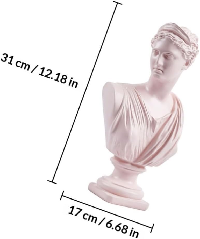 Healifty Classic Bust Statue Resin Tabletop Home Decor Pink