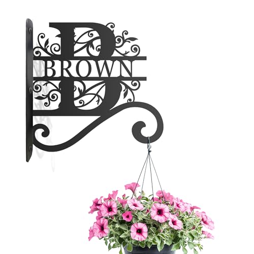 Custom Last Name Metal Plant Hanger, Personalized Outdoor Wall Mount