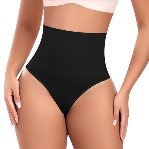 Image of Werena Tummy Control Thong Shapewear for Women High Waisted Body Shaper Panties Shaping Thong Girdle Underwear