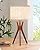 EDISHINE Mid Century Table Lamp, 17.5" Tripod Bedside Lamp with Deep Wood Color Light Base & Beige Linen Lampshade, Nightstand Lamp for Bedroom, Living Room, Reading Room, E26 Base