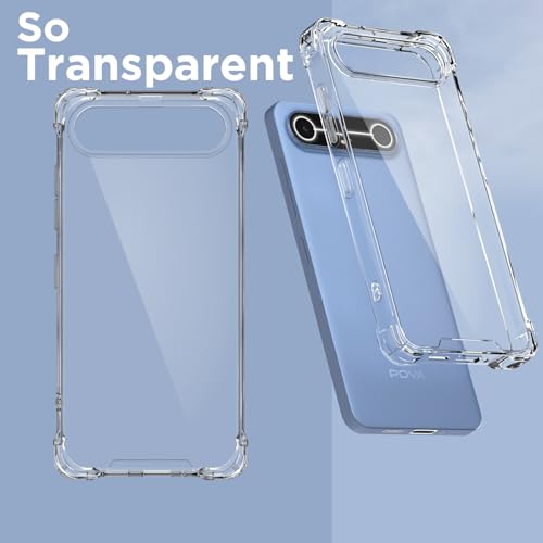 Image of Pikkme Back Cover for Tecno Pova Slim 5G PC + TPU Clear Transparent Raised Edges Shockproof Protective Phone Bumper Case(Transparent)