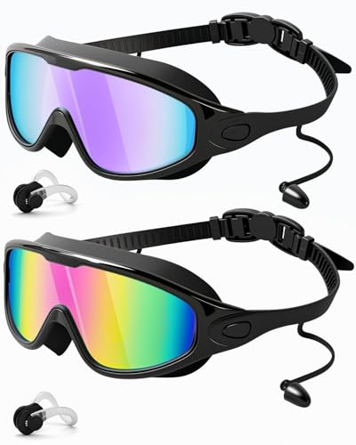 Lunettes de natation anti-buée Lorrtta et protection UV, lot de 2 paires étanches