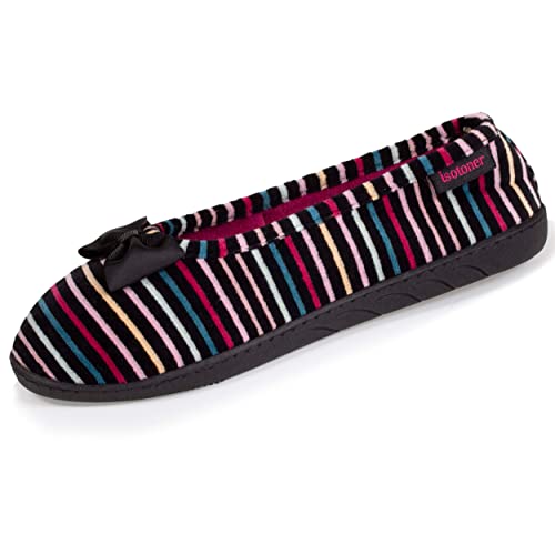 Isotoner Zapatillas de casa Bailarinas mujer, pantuflas con terciopelo ultra suave modernas y cómodas