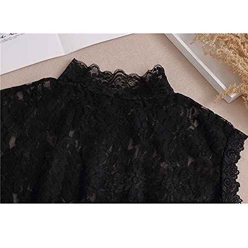 2pcs Women's Lace Fake Collar Detachable Dickey Collar Half Shirts False Collar White Black4