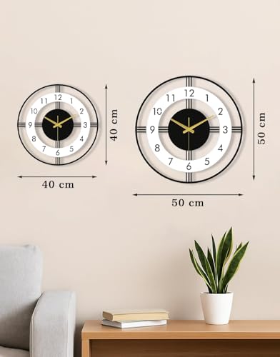 Image of Auromin Designer Big Wall Clock for Living Room Stylish Modern | Silent Wall Clock for Bedroom | Luxury Premium Fancy Antique Unique Metal Wall Watch for Hall Big Size
