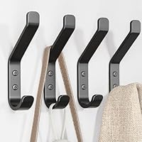 susswiff Wall Hooks for Hanging Coat: 10KG Metal Sturdy Hook with Screw, Individual Hangers for Clothes Towel, for Bathroom Door, Black 10cm