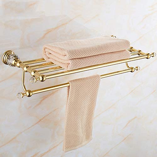 Toallero europeo de pared de acero inoxidable dorado con cristal para baño 4