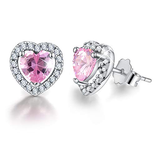 Preisvergleich Produktbild Lotus Fun Ohrstecker Sterling-Silber 925 Geburtsstein Herz Zirkonia hypoallergen (Oktober-Tourmalin)