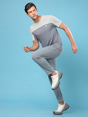 Image of TECHNOSPORT Men Mid Rise Solid Regular Fit Track Pant with Technodry, Antimicrobail for Gym, Workout, Sports and Regular Use