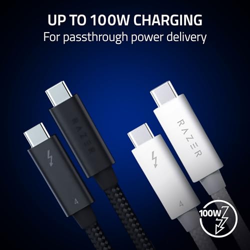 Razer Thunderbolt 4 Cable (0.8 Meter): Up to 40 Gigabits Per Second - Up to 8K Resolutions - Up to 100W Charging - Compatible with Windows, Mac and Thunderbolt 3 Devices - White by Razer - Image 4