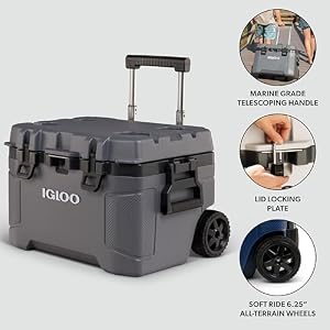 Igloo Trailmate 52 Qt Roller Cooler, Carbonite — photo 3 of 6