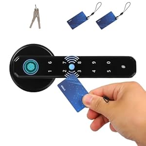 Smart Fingerprint Door Lock 4-in-1 Fingerprint Door Handle with Smart Lock, Password, IC Card, and Key, Smart Door Lock for Home, Office, and Apartment