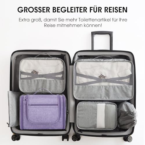 WANDF Duża kosmetyczka wisząca kosmetyczka dla kobiet, zestaw kosmetyków, duża kosmetyczka, torba na kemping, dla dzieci, kobiet, mężczyzn,Fioletowy