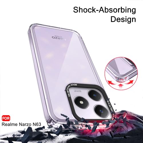 Image of TheGiftKart Hybrid Shockproof Back Cover Case for Realme C63 / Narzo N63 | Stylish Camera Border | Electroplated Buttons | Crystal Clear Hard Back Cover Case (TPU & PC, Transparent Bumper)