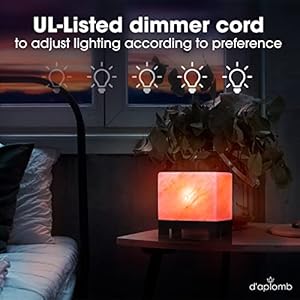   daplomb-100-Authentic-Natural-Himalayan-Salt-LampHand-Carved-Modern-Rectangle-Rare-Pink-Crystal-Rock-Salt-from-The-Himalayan-Mountain-Footed-Wood-Base-Dimmer-Cord-115-lbs