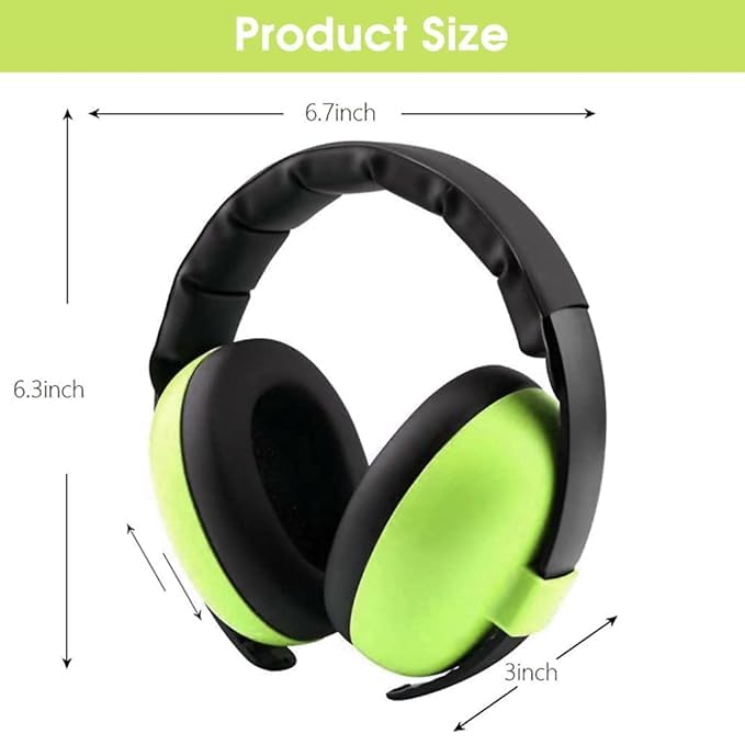 Aqify Baby Ear Protection Ear Muffs, Nois- Cancelling Headphones For Kids Use For Babies in Airplane, Concerts, Theater, Fireworks For Sleep (Green) 1
