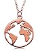 Produktbild VIASOUL® Halskette Weltkugel I Weltkarte Für Damen aus 925er Silber I Mit 585er Gold überzogen I Die Original Welt Kette (Rose)