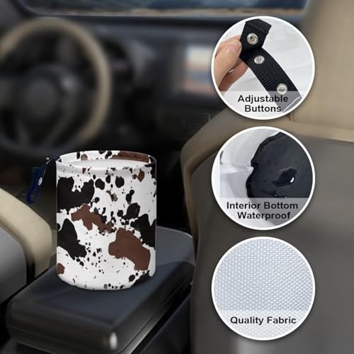 Image of Pensura Cow Zebra Print Car Rubbish Bag Collapsible Hanging Auto Trash Can for Front Seat Back Seat Car Organizer Universal Hanging Car Garbage Bag Compatible with Most Cars