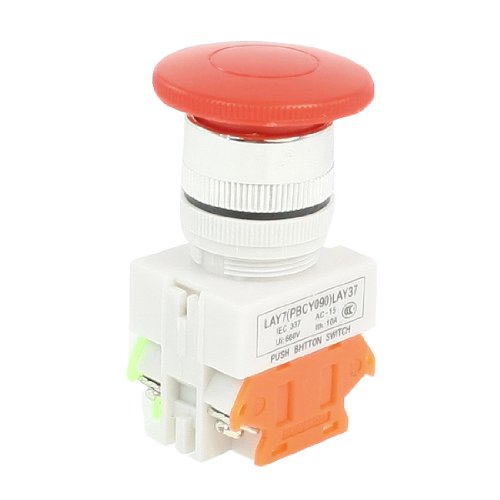 uxcell AC 660V 10 Amp DPST Mushroom Red Cap Momentary Push Button Switch