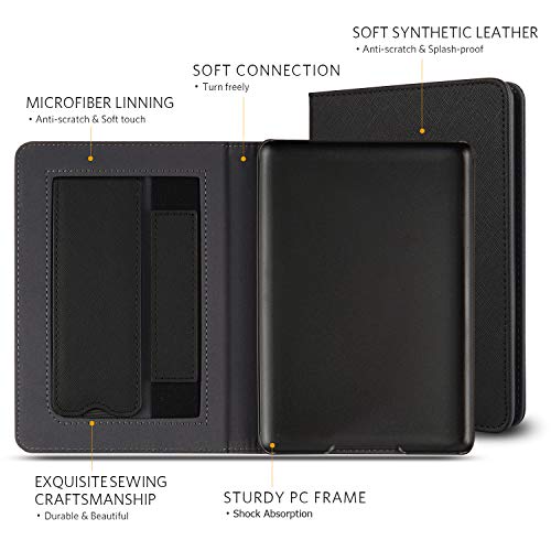 Image of CoBak Case with Stand for 6 Inch Kindle 2024 and 2022 Releases (11th Generation)- PU Leather Smart Cover with Auto Sleep /Wake & Hand Strap, Premium Protective Case for Kindle Basic,Black