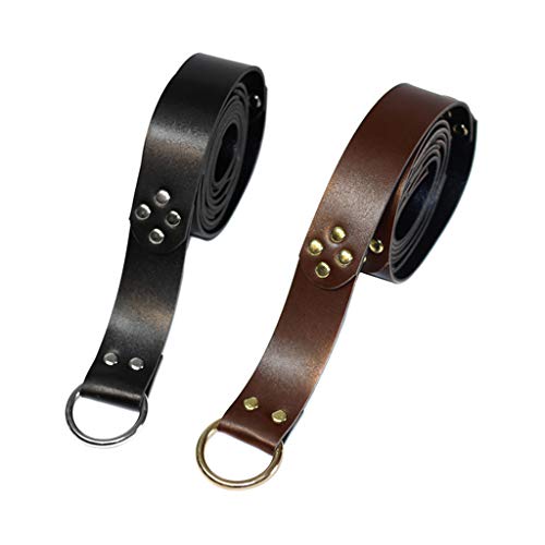 Medieval Belt Men for Renaissance Viking Tunic Shirt Blouse Accessories (One Size 190 cm Brown, Color Brown)3